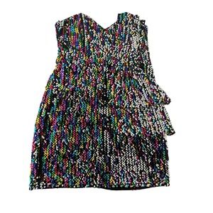 Forever 21 Contemporary‎ Sequin Mini Dress Multicolor Strapless Party Size Med